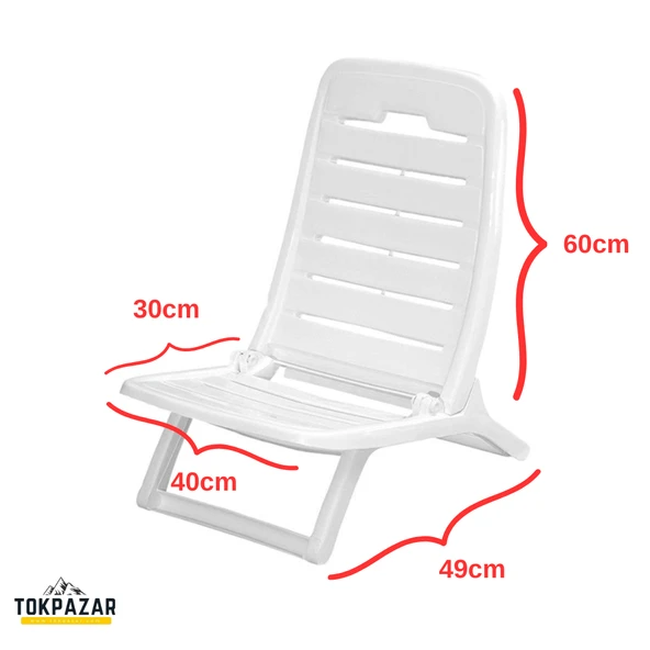 Mete Katlanır Plaj Sandalyesi Beyaz - Resim 2
