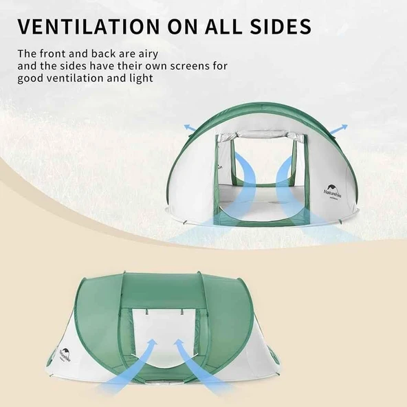 Naturehike 3-4 Kişilik Pop-Up Otomatik Kurulum Kamp Çadırı Yeşil - 5
