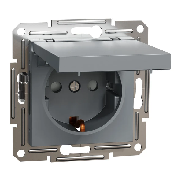 Schneider Electric EPH3100162 Asfora Çelik Kapaklı Topraklı Priz ürün görseli 1