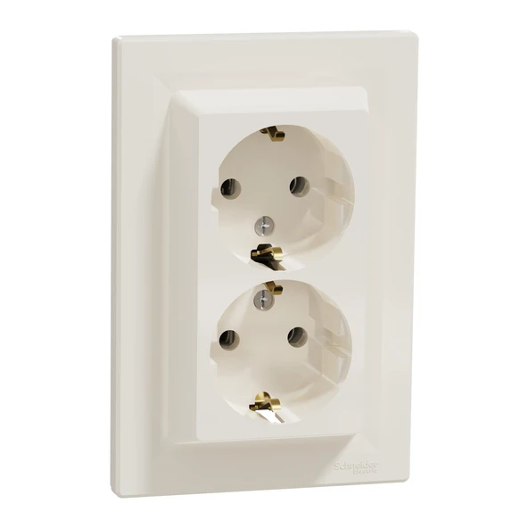 Schneider Electric EPH9900123 Asfora Krem İkili Topraklı Priz ürün görseli 1