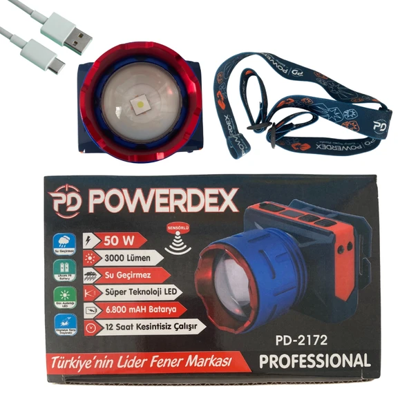 Powerdex PD-2172 Sensörlü Profesyonel Kafa Lambası 3000 Lümen - Resim 4