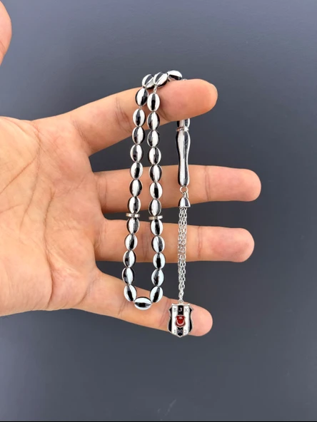 MURİ TESBİH 38,5 GR BJK Lİ GÜMÜŞ BEYZİ KESİM 6,50X8,50 - 2