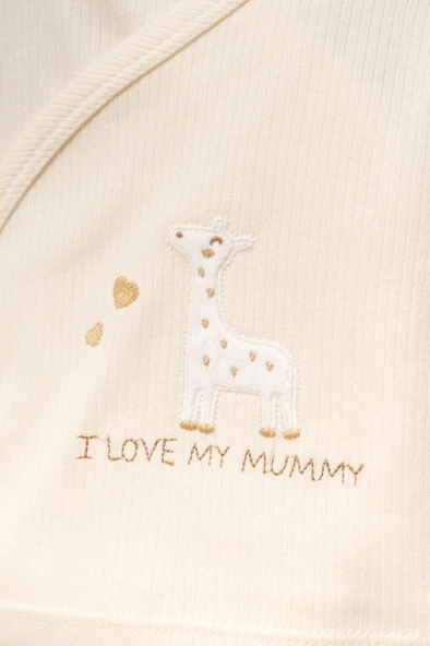 Bebitof %100 Pamuk Sevimli Yavru Zürafa Desenli 10 Parça Kutulu Yenidoğan Hastane Çıkışı Zıbın Seti Krem BBTF.KRM.10129 - 2