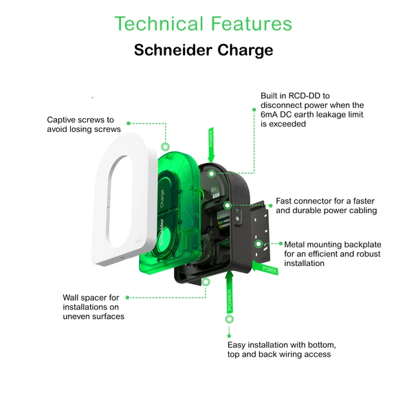 Schneider Electric EVH5A22N2S Evlink 7,4/11/22kW Haberleşmeli Araç Şarj Cihazı - 4