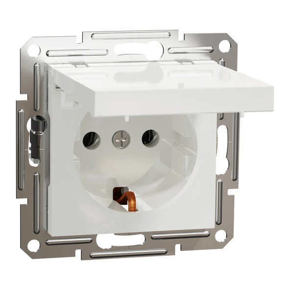 Schneider Electric EPH3170121 Asfora Beyaz Kapaklı Topraklı Priz ürün görseli 1