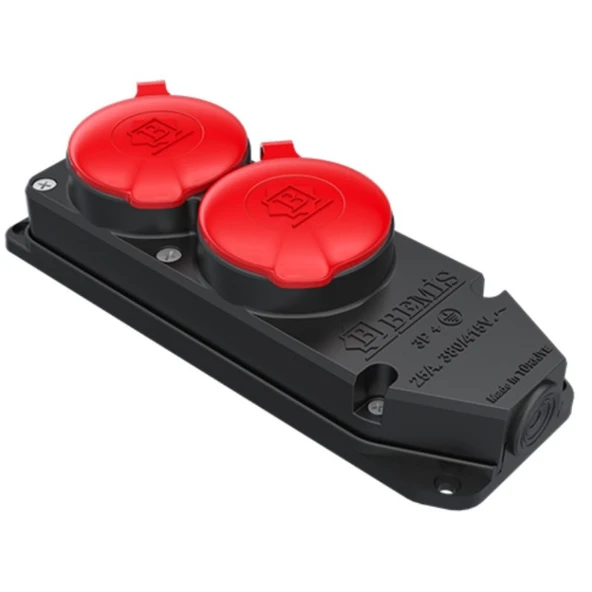 Byes 3X25A (3P+E)380V Kauçuk 2'lİ Grup Priz ürün görseli 1