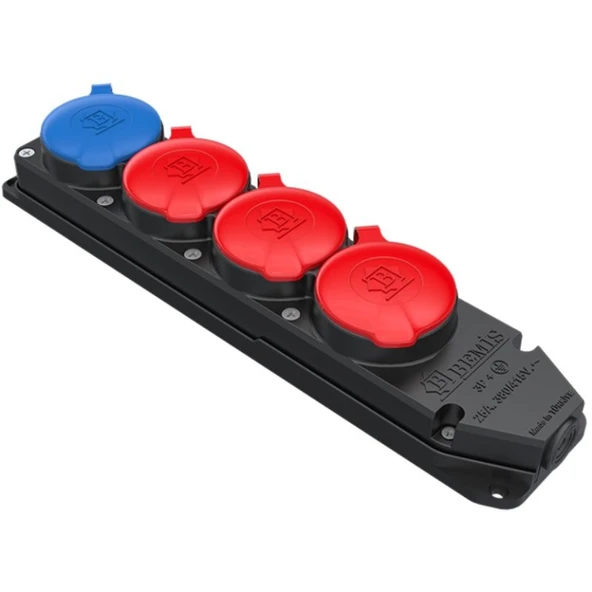 Byes 3X25A (3P+E)380V 3Ad. 1X16A 220V 1Ad. Kauçuk 4'lü Grup Priz ürün görseli 1