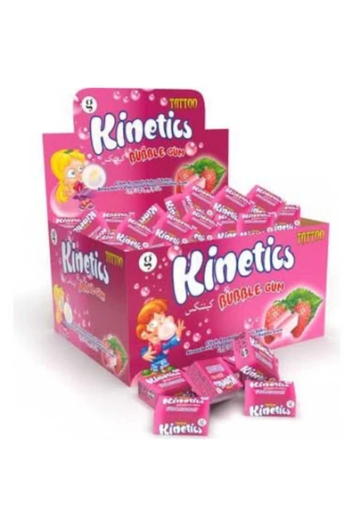 KİNETİCS BUBBLE GUM TEKLİ ŞEKERLİ SAKIZ TATTOLU ÇİLEK 3,5GR *100 - 1