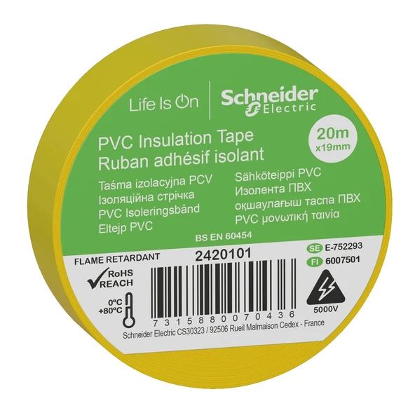 Schneider Electric 2420101 Sarı İzole Bant 19mmX20 Metre 8'li Paket ürün görseli