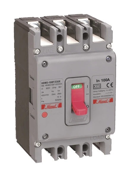 Himel HDM3100N100B3XX 50kA 4X100A Sabit Kompakt TMŞ Şalter ürün görseli 1