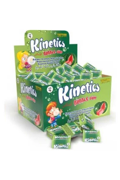 KİNETİCS BUBBLE GUM TEKLİ ŞEKERLİ SAKIZ TATTOLU KARPUZ 3,5GR *100 - 1