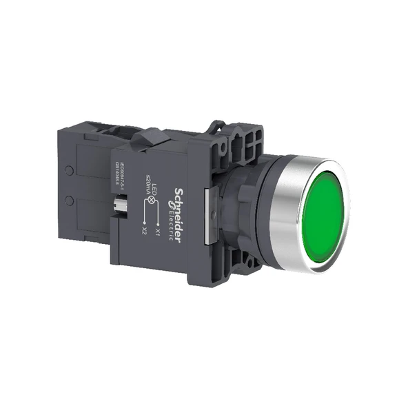 Schneider Electric XA2EW33M1 Yeşil Ledli Yaylı Buton 220V AC/DC - 1
