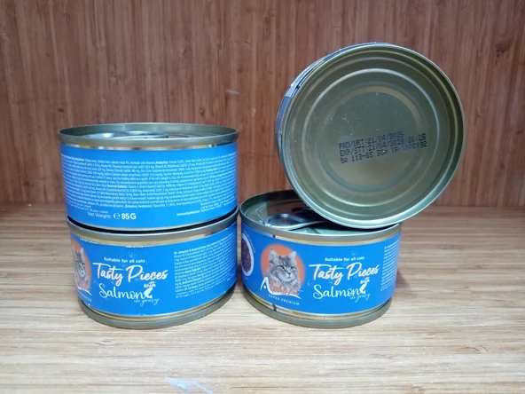 ALPHA GOURMET KIYILMIŞ SOMON BALIKLI KEDİ YAŞ MAMA KONSERVE 85 GRAM 10 ADET - 1