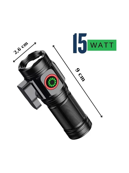 Powerdex PD-7007 Şarjlı Mini El Feneri Güçlü Işık 15 Watt - Resim 2
