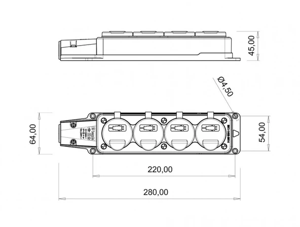 Bemis 1X16A 220V Kauçuk Dörtlü Grup Priz - 2