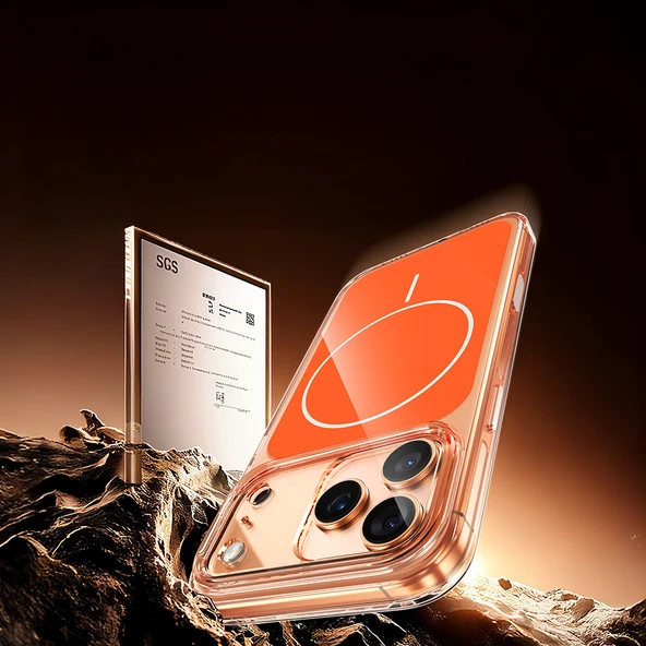 iPhone 17 Pro Kılıf Kablosuz Şarj Özellikli Şeffaf Kamera Kontrol Butonlu Lugano Kapak - Resim 6