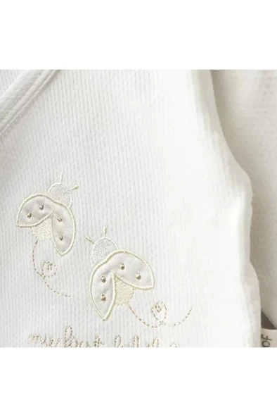 Bebitof %100 Pamuk Sevimli Uğur Böceği Desenli 10 Parça Kutulu Yenidoğan Hastane Çıkışı Zıbın Seti Ekru BBTF.EKR.10122 - 2