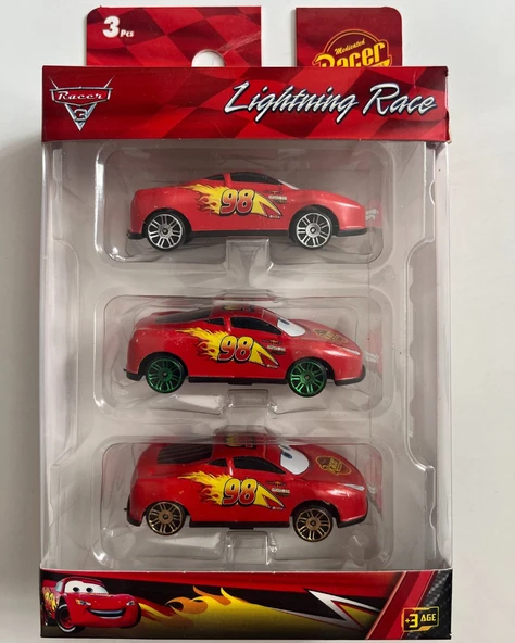 Metal Arabalar Racer 3' lü Set 8 Cm