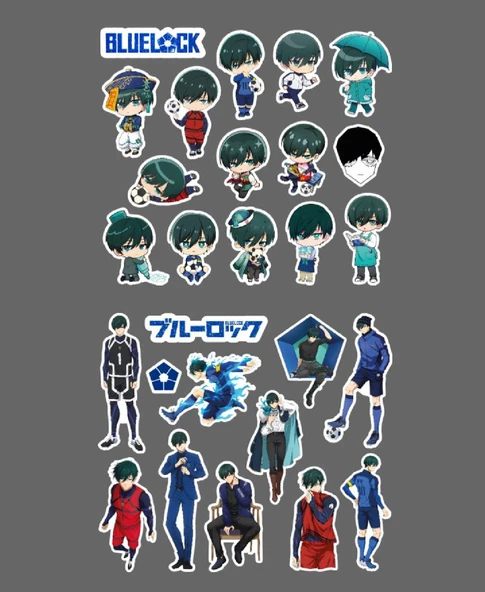 BlueLock-Rin İtoshi-parlak kağıt -2li sticker set-telefon süsleme Blue Lock etiket - 5