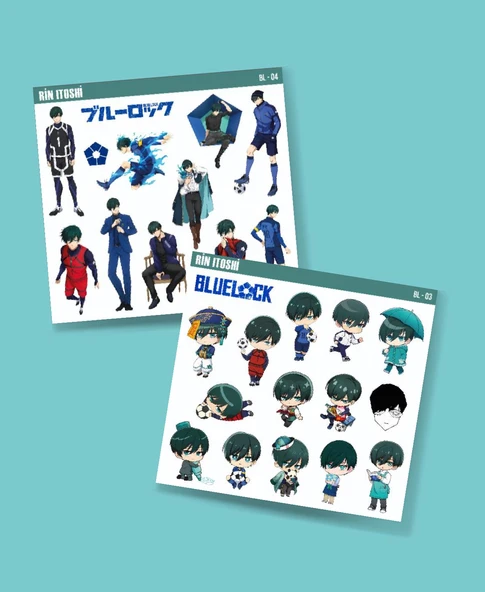 BlueLock-Rin İtoshi-parlak kağıt -2li sticker set-telefon süsleme Blue Lock etiket