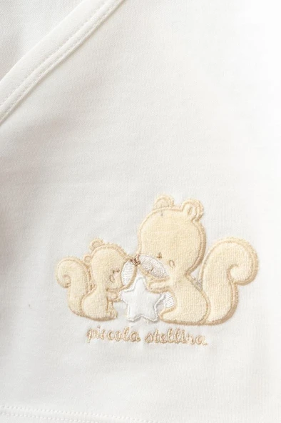 Bebitof %100 Pamuk Sevimli Yıldızlı Sincaplar Desenli 10 Parça Kutulu Yenidoğan Hastane Çıkışı Zıbın Seti Ekru BBTF.EKR.10118 - 2