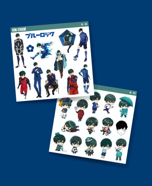 BlueLock-Rin İtoshi-parlak kağıt -2li sticker set-telefon süsleme Blue Lock etiket - 2