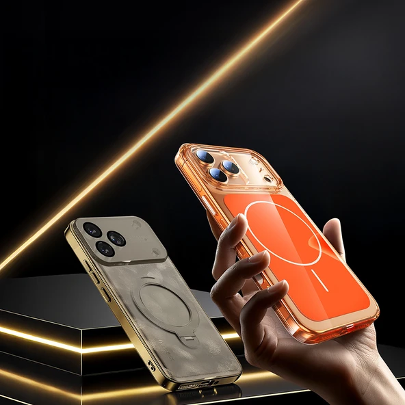 iPhone 17 Pro Kılıf Kablosuz Şarj Özellikli Şeffaf Kamera Kontrol Butonlu Lugano Kapak - Resim 2