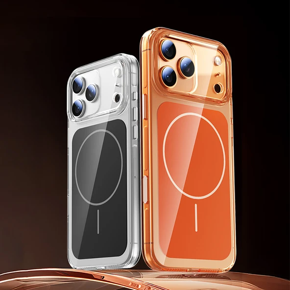 iPhone 17 Pro Kılıf Kablosuz Şarj Özellikli Şeffaf Kamera Kontrol Butonlu Lugano Kapak - Resim 10