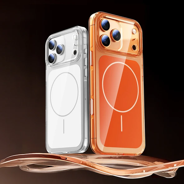 iPhone 17 Pro Kılıf Kablosuz Şarj Özellikli Şeffaf Kamera Kontrol Butonlu Lugano Kapak - Resim 7