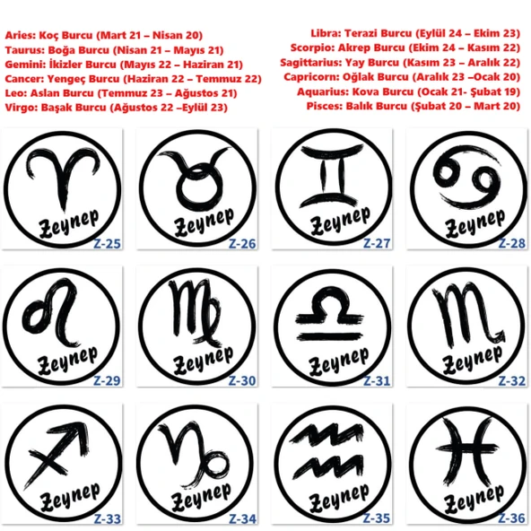 Kişiye Özel Burç Temalı Hediye Seti - Kitap Damgası ve Madalya Seti - Z Serisi - 4