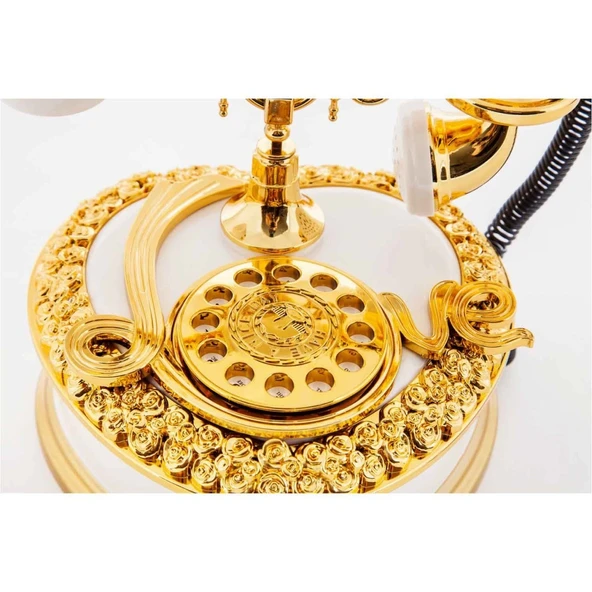 Nostaljik Polyester Telefon Müzik Ve Takı Mücevher Kutusu (beyaz) - Resim 6