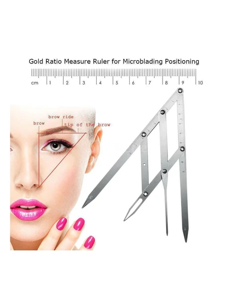 Microblading Simetrik Ve Estetik Kaş Ölçüm Cetveli, Kalıcı Makyaj Altın Oran Pergeli 275 ürün görseli