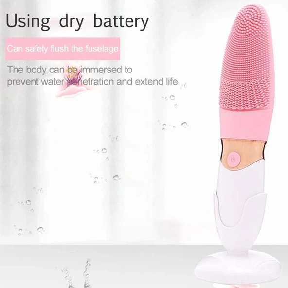 Derin Gözenek Temizliği İçin İnce Kaba Silikon Uçlu Elektrikli Yüz Temizleme Fırçası - Resim 4