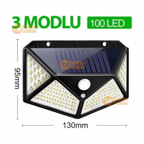 Projektör 100 Ledli Işık Sensörlü Güneş Enerjili Solar Lamba - Resim 2