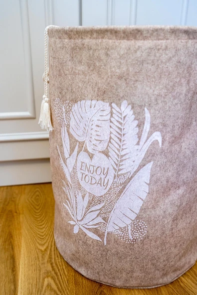 Torbalı Ve Kulplu Püskül Detaylı Düzenleyici Çok Amaçlı Organizer Keçe Sepet -03631 - Resim 3