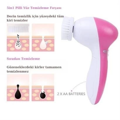 Pilli Yüz Cilt Temizleme Cihazı Siyah Nokta Peeling Fırça Seti Vücut Yüz Bakımı Masaj Aleti - Resim 6