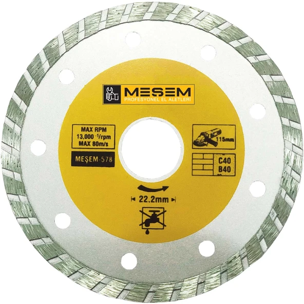 Meşem Granit Mermer Kesici Elmas Testere 180 Mm ürün görseli 1