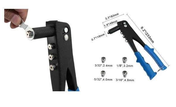 Kalınlık Tek Yönlü El Perçin Tabancası 40 Yedekli Ve 4 Çeşit Perçim - Resim 3
