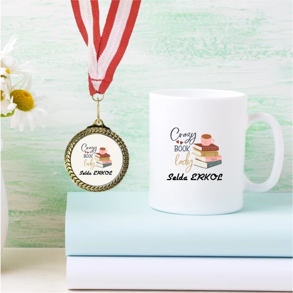 Kişiye Özel Crazy Lady Tasarımlı Kupa Bardak ve Madalya - MK11 ürün görseli