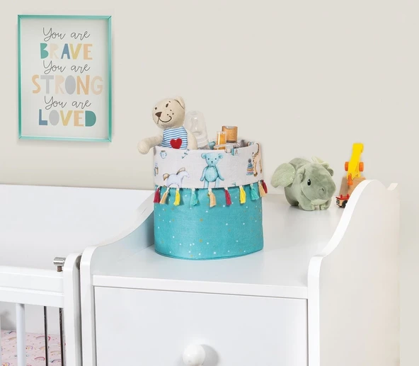 Baby Kullanımı Kolay Desenli Taşınabilir Düzenleyici Püsküllü Yuvarlak Sepet(yeşil) ürün görseli