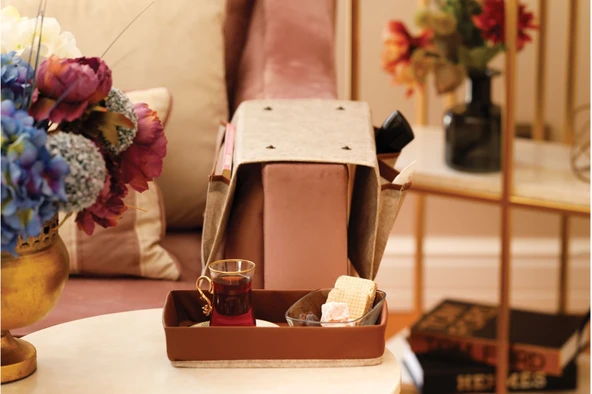 Çok Amaçlı Deri Şeritli Cepli Koltuk Kenarı Düzenleyici 03938 - Resim 5