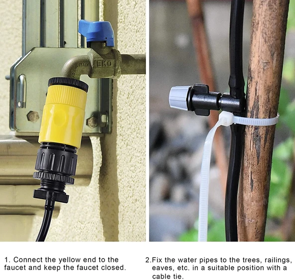 Veranda Sera Havuz Alanları Su Sisi Sistemi Dış Mekan Soğutma Kiti 10 Metre - Resim 6