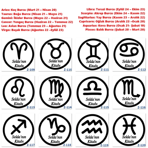 Kişiye Özel Burçlara Özel Kitapsever Set - Mühür, Madalya ve Kupa Z Serisi - Resim 3