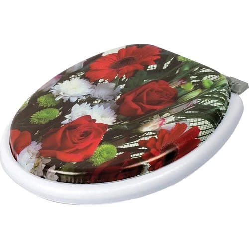 Lüks Yumuşak Süngerli Desenli Pufidik Klozet Kapağı Ekstra Kalın Süngerli - Resim 3