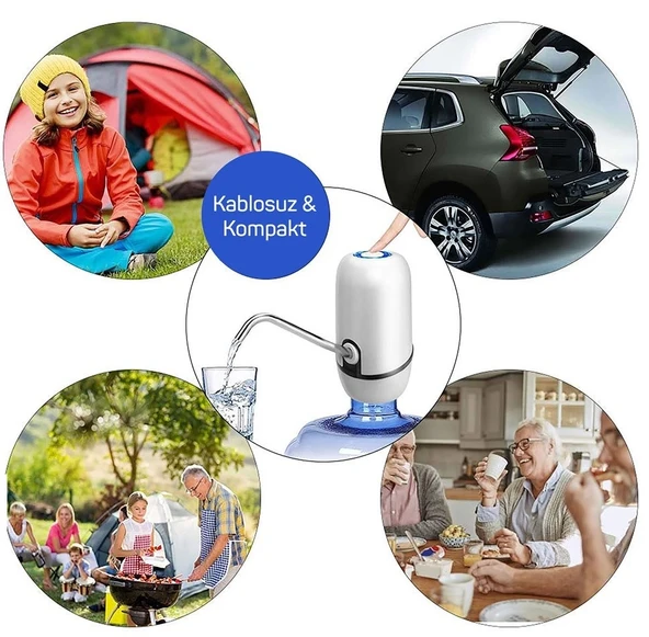 Kampta Piknikte Yazlıkta Şarjlı Damacana Otomatik Su Pompası ürün görseli 1