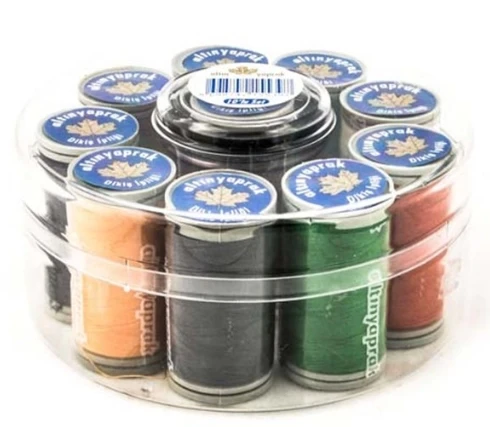 Altın Yaprak Dikiş İpliği Seti 10'lu Yuvarlak Kutulu - Resim 3