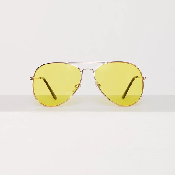 Unisex Gold Metal Çerçeveli Damla Gözlük (kutulu) - Resim 3