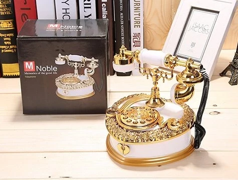 Nostaljik Polyester Telefon Müzik Ve Takı Mücevher Kutusu (beyaz) - Resim 2