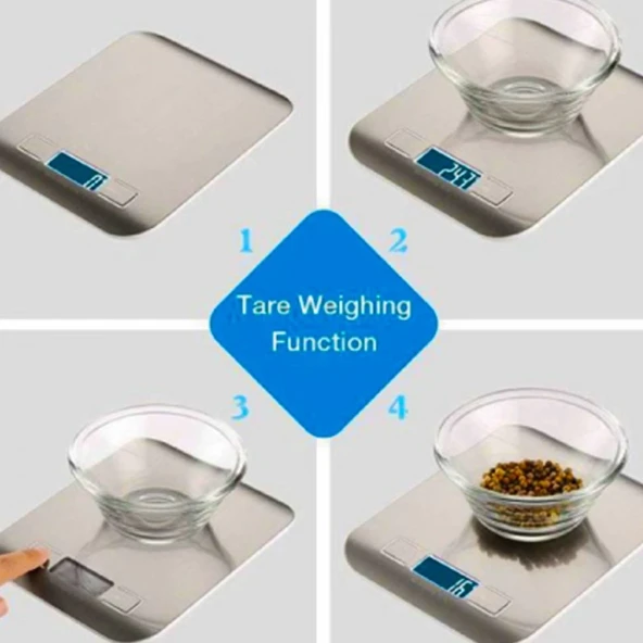 Dijital Mutfak Terazisi Paslanmaz Çelik Elektronik Lcd Ağırlık 5 Kg Ölçeklii Pişirme Ölçü Aleti - Resim 5