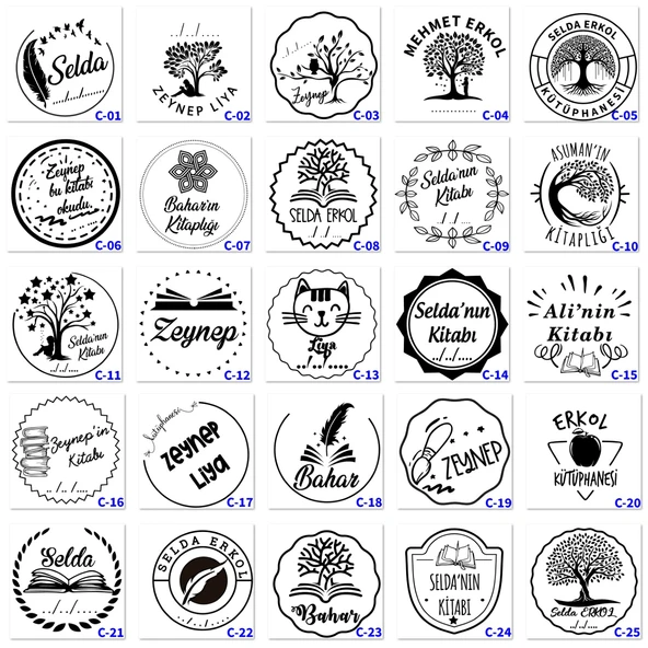 Kişiye Özel İsim Yazılı Hediye Seti - Kitap Damgası ve Özel Madalya - C Serisi - 2